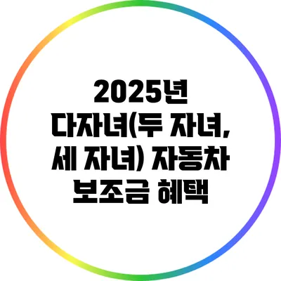 2025년 다자녀(두 자녀, 세 자녀) 자동차 보조금 혜택