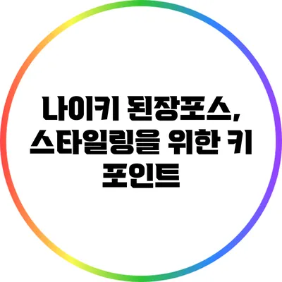 나이키 된장포스, 스타일링을 위한 키 포인트