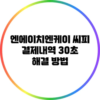 엔에이치엔케이 씨피 결제내역 30초 해결 방법