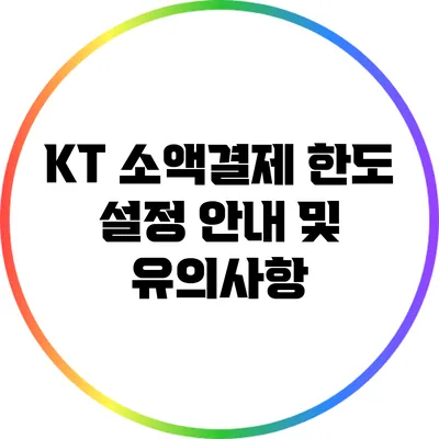 KT 소액결제 한도 설정 안내 및 유의사항