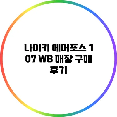나이키 에어포스 1 07 WB 매장 구매 후기