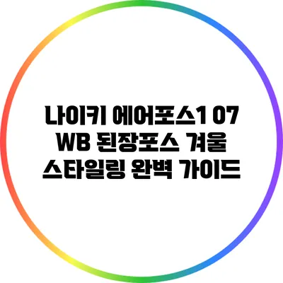 나이키 에어포스1 07 WB 된장포스 겨울 스타일링 완벽 가이드