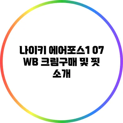 나이키 에어포스1 07 WB 크림구매 및 핏 소개