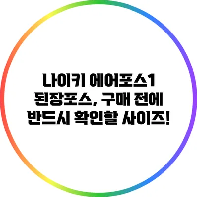 나이키 에어포스1 된장포스, 구매 전에 반드시 확인할 사이즈!