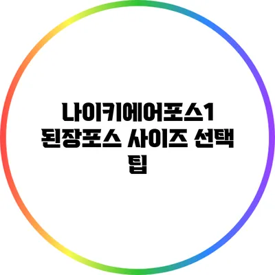 나이키에어포스1 된장포스 사이즈 선택 팁