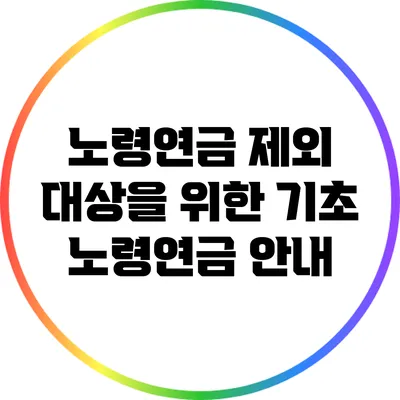 노령연금 제외 대상을 위한 기초 노령연금 안내