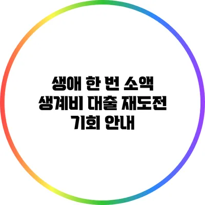 생애 한 번 소액 생계비 대출 재도전 기회 안내