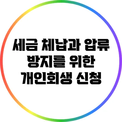 세금 체납과 압류 방지를 위한 개인회생 신청