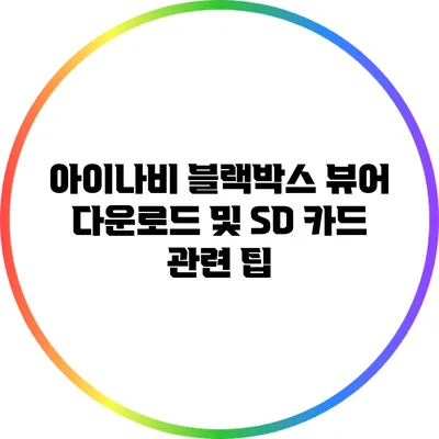 아이나비 블랙박스 뷰어 다운로드 및 SD 카드 관련 팁