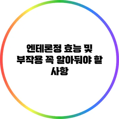 엔테론정 효능 및 부작용: 꼭 알아둬야 할 사항