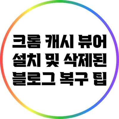 크롬 캐시 뷰어 설치 및 삭제된 블로그 복구 팁