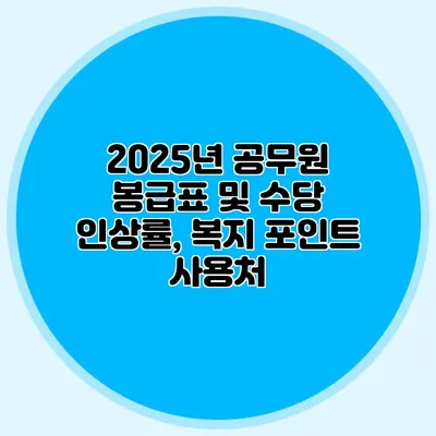 2025년 공무원 봉급표 및 수당 인상률, 복지 포인트 사용처