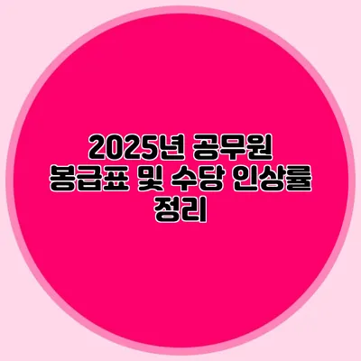 2025년 공무원 봉급표 및 수당 인상률 정리