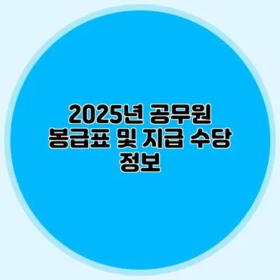 2025년 공무원 봉급표 및 지급 수당 정보