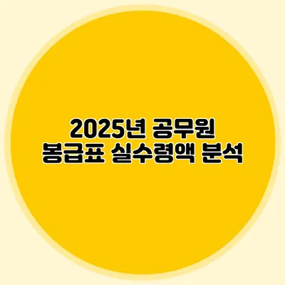 2025년 공무원 봉급표 실수령액 분석