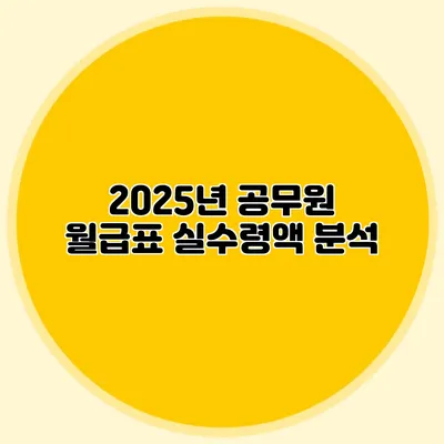 2025년 공무원 월급표 실수령액 분석