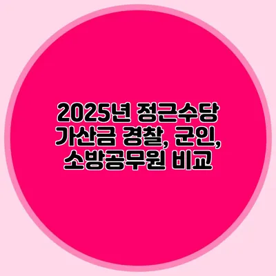 2025년 정근수당 가산금 경찰, 군인, 소방공무원 비교