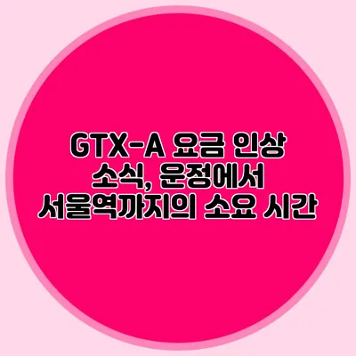 GTX-A 요금 인상 소식, 운정에서 서울역까지의 소요 시간