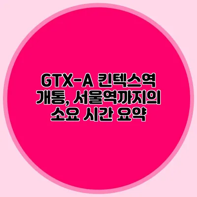 GTX-A 킨텍스역 개통, 서울역까지의 소요 시간 요약