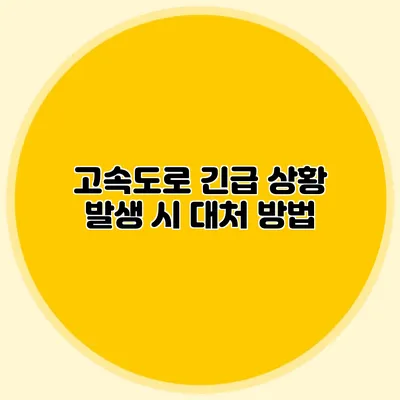 고속도로 긴급 상황 발생 시 대처 방법