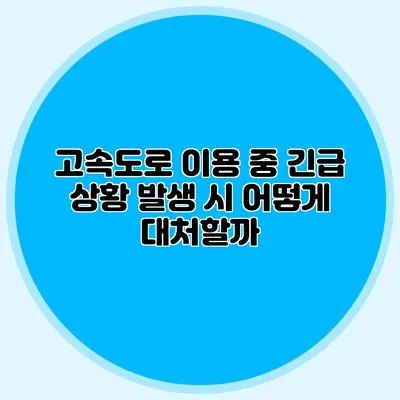 고속도로 이용 중 긴급 상황 발생 시 어떻게 대처할까?