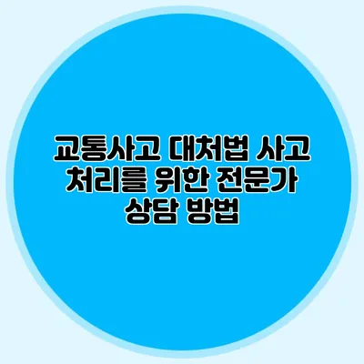 교통사고 대처법 사고 처리를 위한 전문가 상담 방법