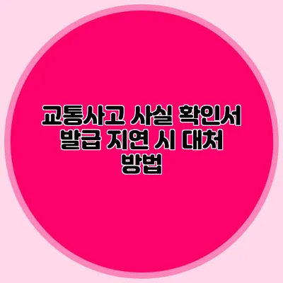 교통사고 사실 확인서 발급 지연 시 대처 방법