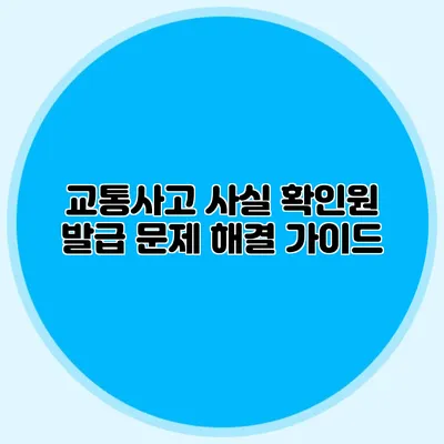 교통사고 사실 확인원 발급 문제 해결 가이드
