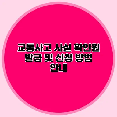 교통사고 사실 확인원 발급 및 신청 방법 안내