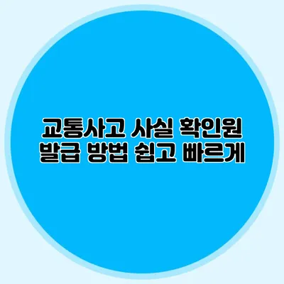 교통사고 사실 확인원 발급 방법 쉽고 빠르게