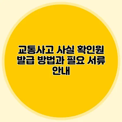 교통사고 사실 확인원 발급 방법과 필요 서류 안내