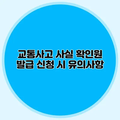 교통사고 사실 확인원 발급 신청 시 유의사항