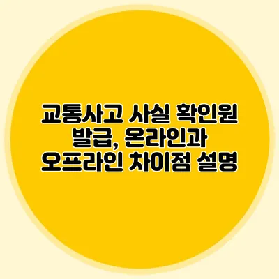 교통사고 사실 확인원 발급, 온라인과 오프라인 차이점 설명
