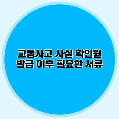 교통사고 사실 확인원 발급 이후 필요한 서류