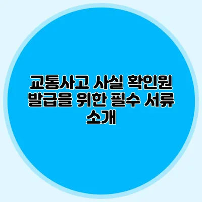 교통사고 사실 확인원 발급을 위한 필수 서류 소개