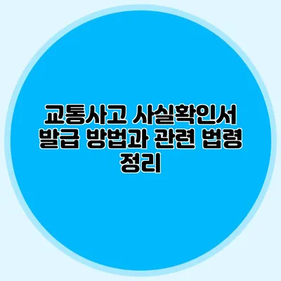 교통사고 사실확인서 발급 방법과 관련 법령 정리