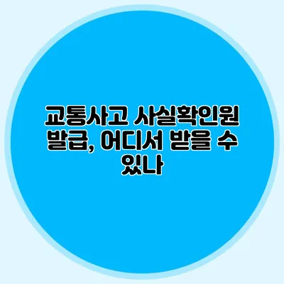 교통사고 사실확인원 발급, 어디서 받을 수 있나?
