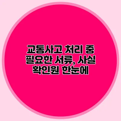 교통사고 처리 중 필요한 서류, 사실 확인원 한눈에