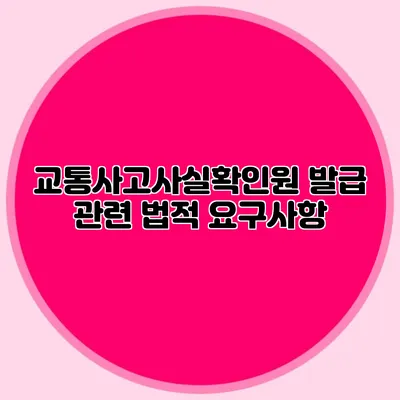 교통사고사실확인원 발급 관련 법적 요구사항