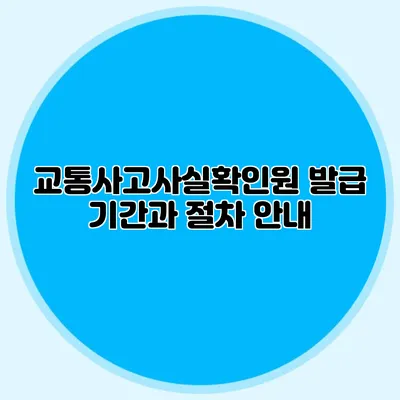 교통사고사실확인원 발급 기간과 절차 안내