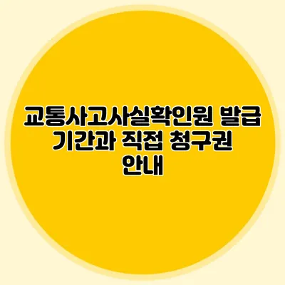 교통사고사실확인원 발급 기간과 직접 청구권 안내