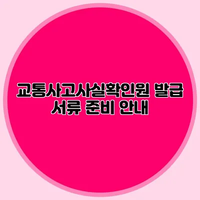 교통사고사실확인원 발급 서류 준비 안내