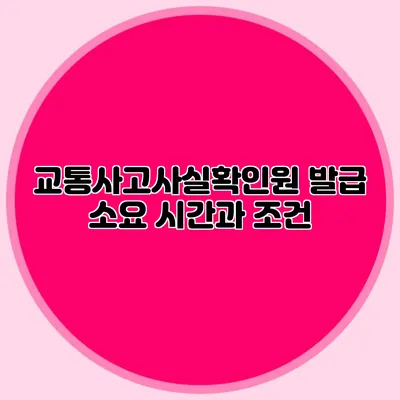 교통사고사실확인원 발급 소요 시간과 조건