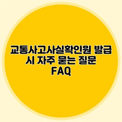 교통사고사실확인원 발급 시 자주 묻는 질문 FAQ