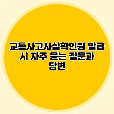 교통사고사실확인원 발급 시 자주 묻는 질문과 답변