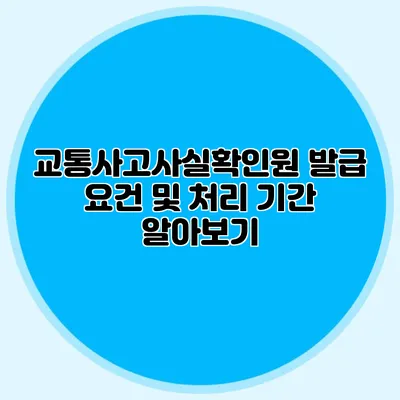 교통사고사실확인원 발급 요건 및 처리 기간 알아보기