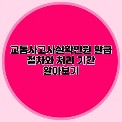 교통사고사실확인원 발급 절차와 처리 기간 알아보기
