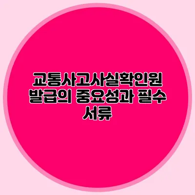 교통사고사실확인원 발급의 중요성과 필수 서류