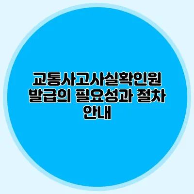 교통사고사실확인원 발급의 필요성과 절차 안내