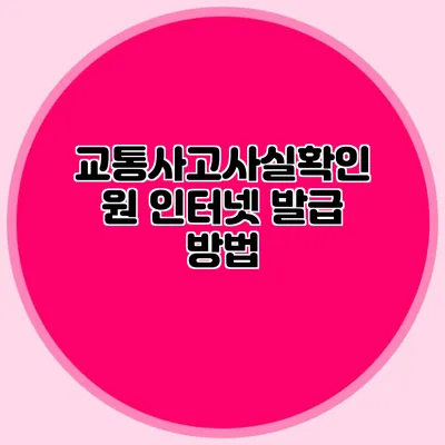 교통사고사실확인원 인터넷 발급 방법